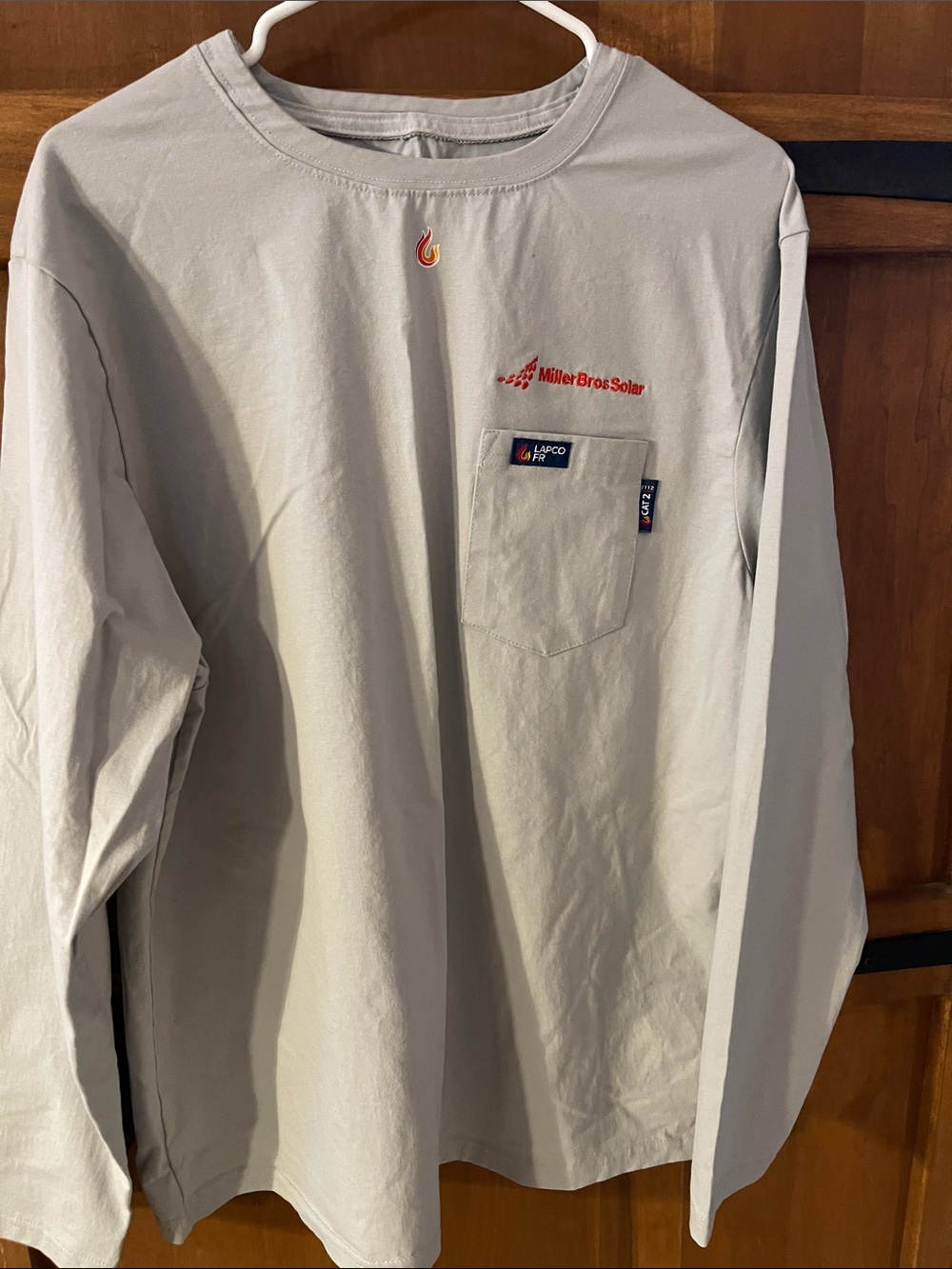 Lapco FR CAT2 Men's Long-Sleeve Pocket Shirt - Light Gray